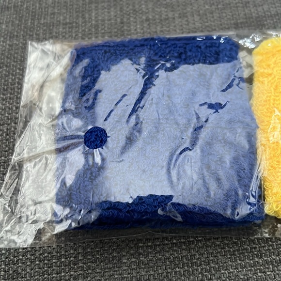 LOS ANGELES RAMS Embroidered Terry Cloth Style Wrist Sweat Bands. Yellow & Blue - Picture 5 of 6